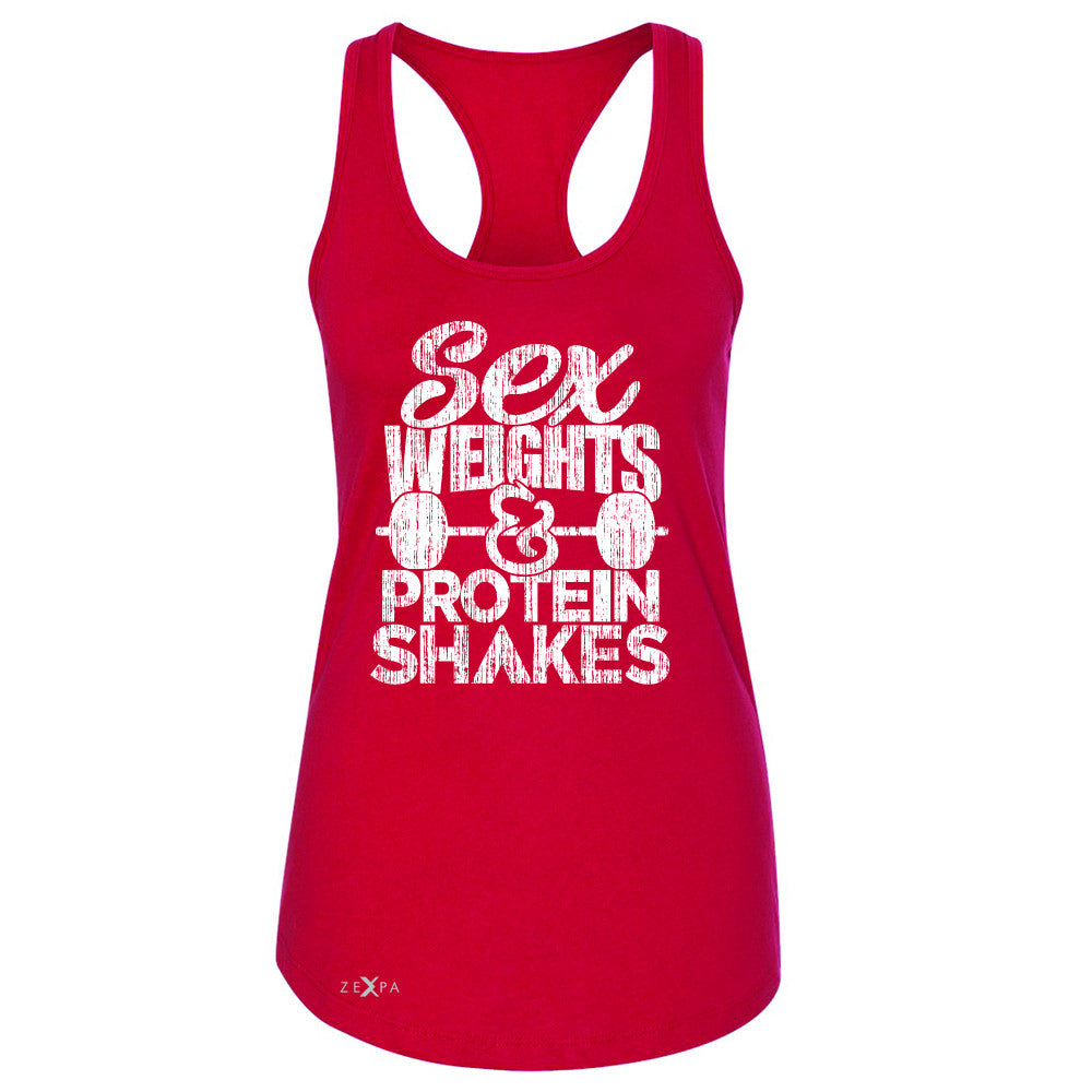 Sex Weight Protein Shakes Women's Racerback Funny Cool Gym Workout Sleeveless - Zexpa Apparel - 3