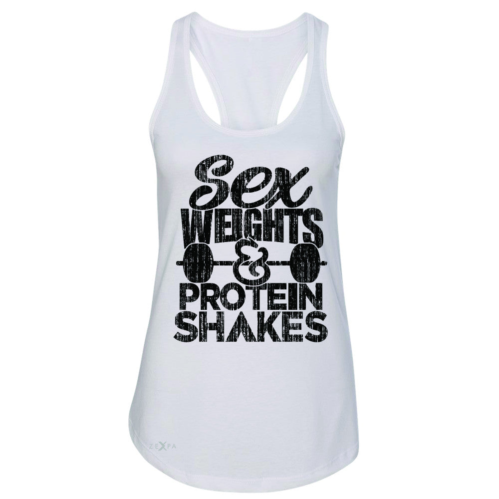Sex Weight Protein Shakes Women's Racerback Funny Cool Gym Workout Sleeveless - Zexpa Apparel - 4