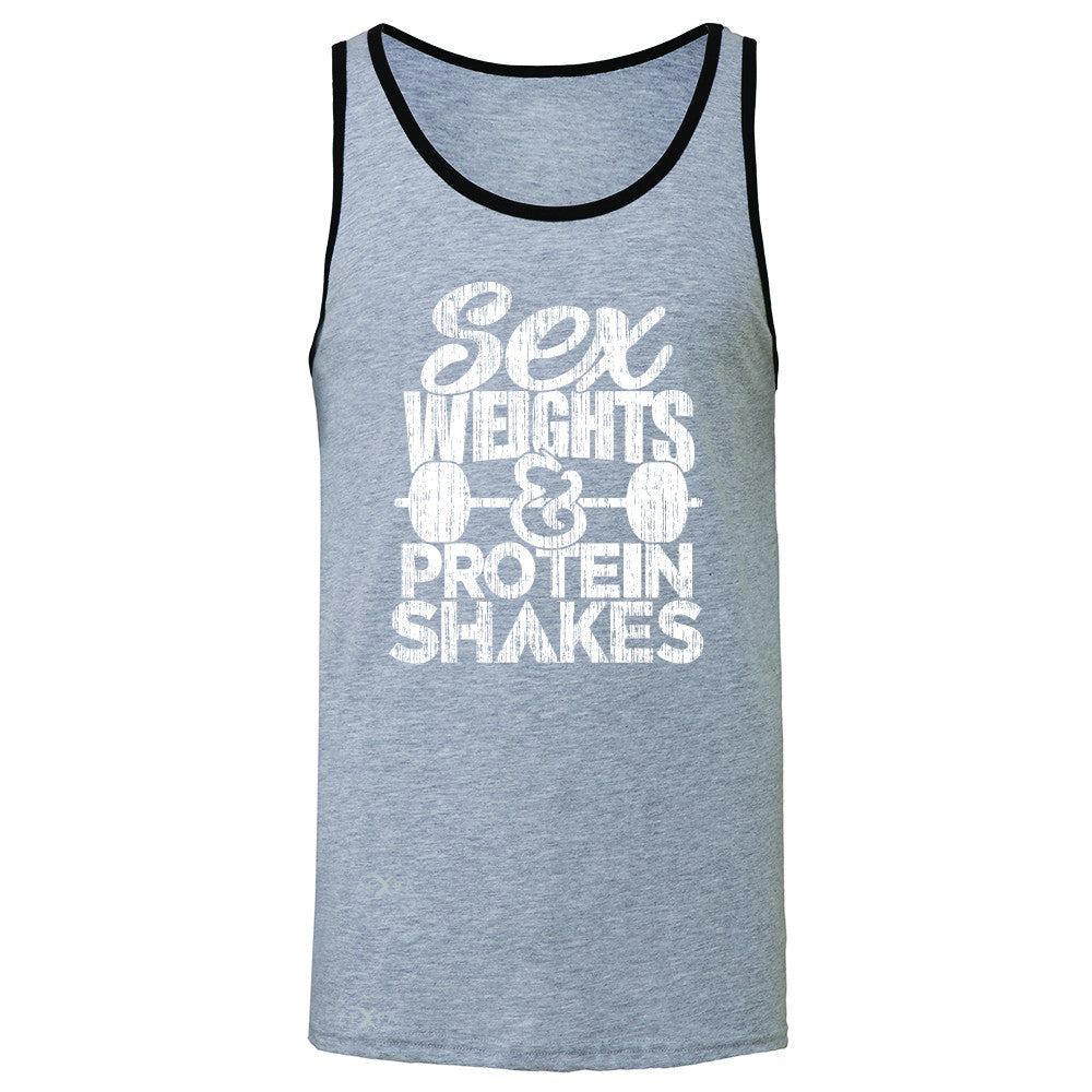 Sex Weight Protein Shakes Men's Jersey Tank Funny Cool Gym Workout Sleeveless - Zexpa Apparel