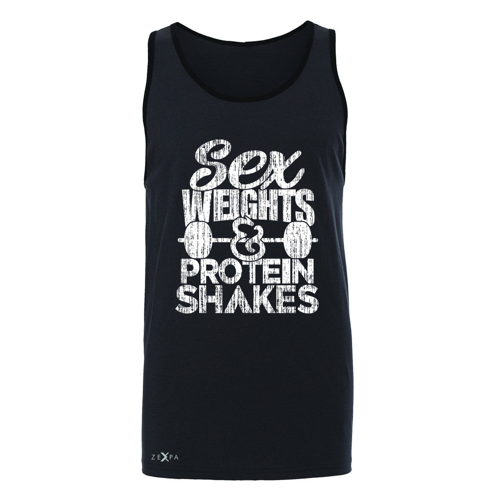 Sex Weight Protein Shakes Men's Jersey Tank Funny Cool Gym Workout Sleeveless - Zexpa Apparel - 3