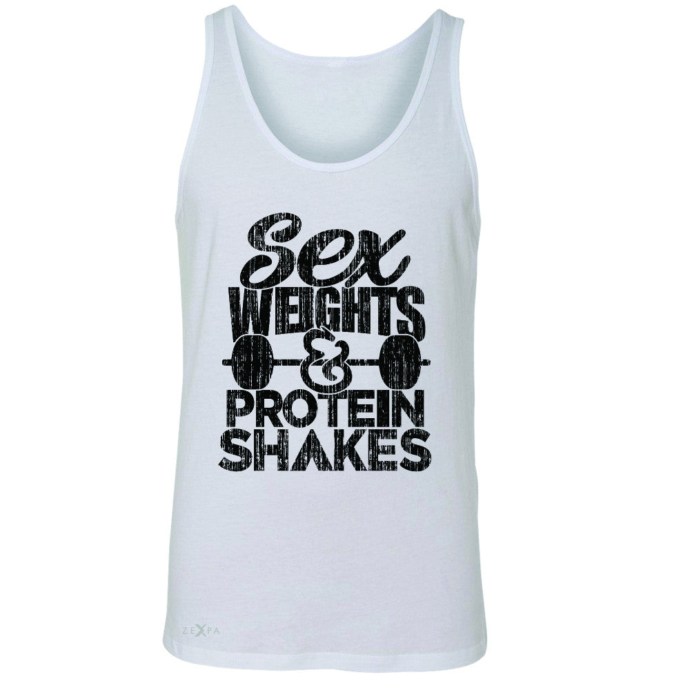 Sex Weight Protein Shakes Men's Jersey Tank Funny Cool Gym Workout Sleeveless - Zexpa Apparel - 5