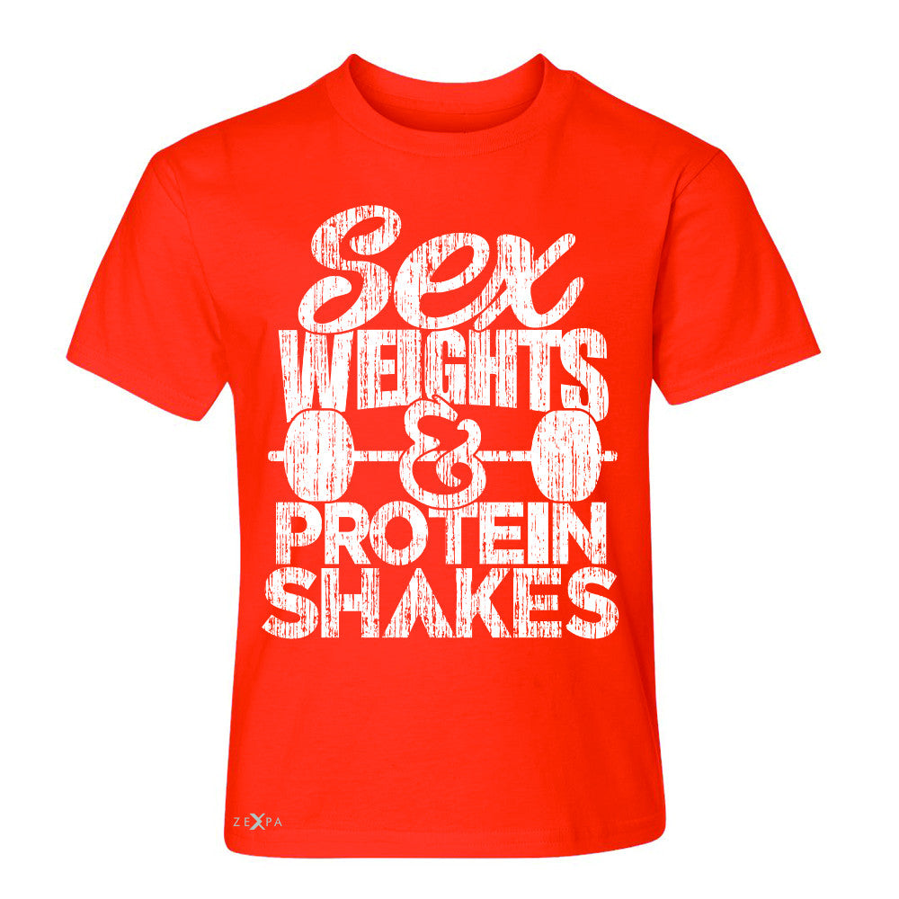 Sex Weight Protein Shakes Youth T-shirt Funny Cool Gym Workout Tee - Zexpa Apparel - 2