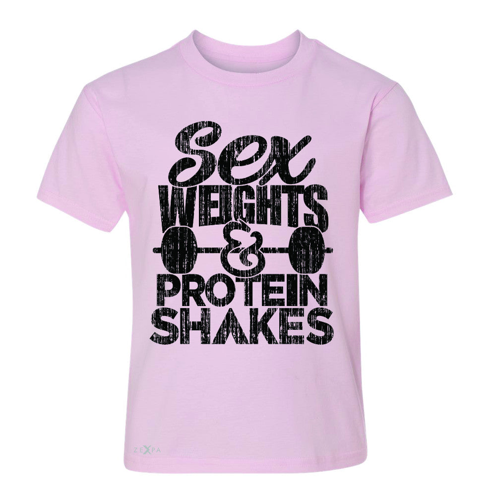 Sex Weight Protein Shakes Youth T-shirt Funny Cool Gym Workout Tee - Zexpa Apparel