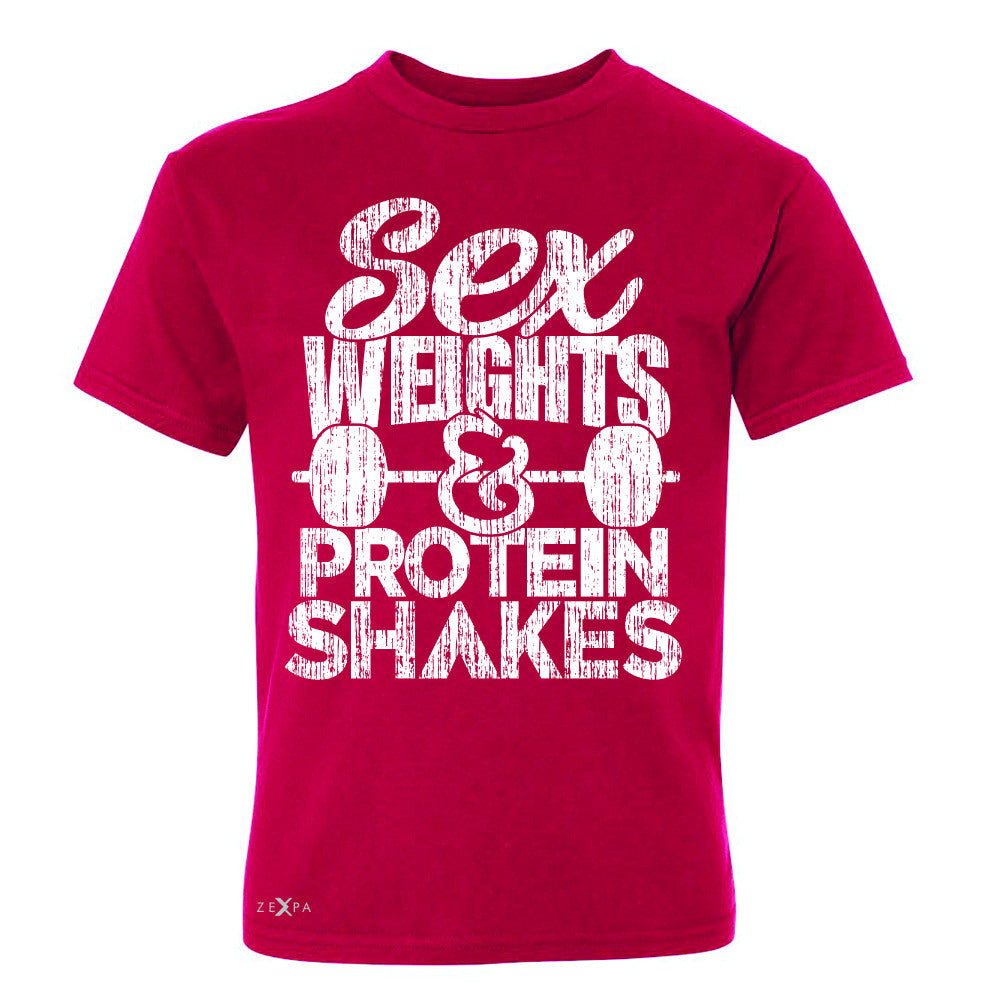 Sex Weight Protein Shakes Youth T-shirt Funny Cool Gym Workout Tee - Zexpa Apparel - 4