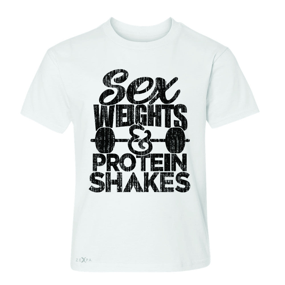 Sex Weight Protein Shakes Youth T-shirt Funny Cool Gym Workout Tee - Zexpa Apparel - 5