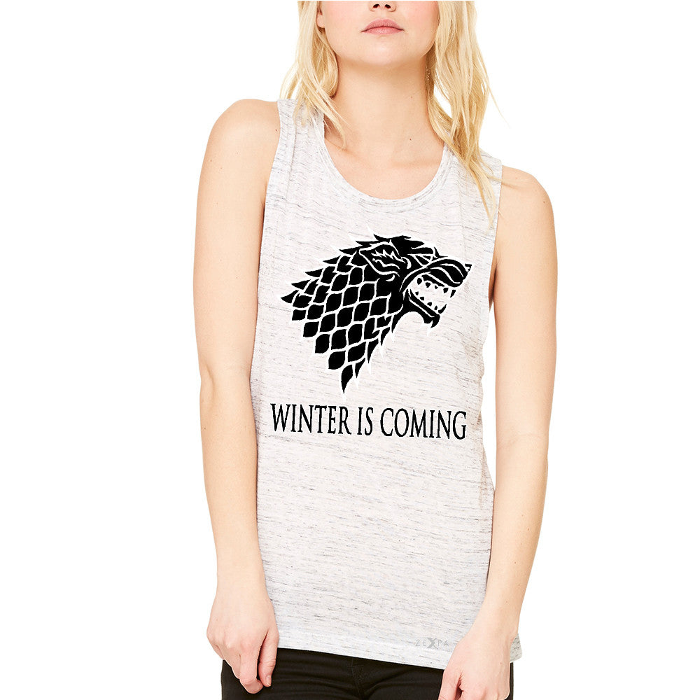 Winter is Coming Stark Women's Muscle Tee Thronies North GOT Fan  Tanks - Zexpa Apparel - 5
