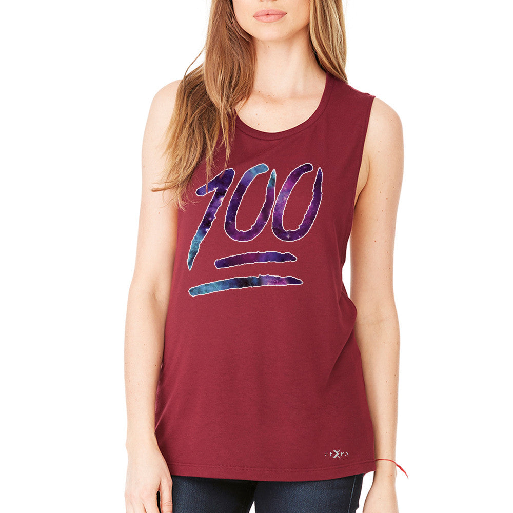 Galaxy Emoji 100 Grade Women's Muscle Tee Funny Humor Cool Whats Up Tanks - Zexpa Apparel - 4