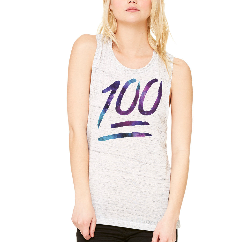 Galaxy Emoji 100 Grade Women's Muscle Tee Funny Humor Cool Whats Up Tanks - Zexpa Apparel - 5