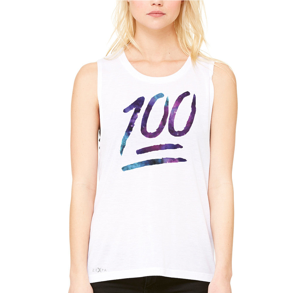 Galaxy Emoji 100 Grade Women's Muscle Tee Funny Humor Cool Whats Up Tanks - Zexpa Apparel - 6