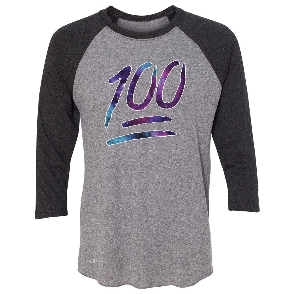 Galaxy Emoji 100 Grade 3/4 Sleevee Raglan Tee Funny Humor Cool Whats Up Tee - Zexpa Apparel - 1