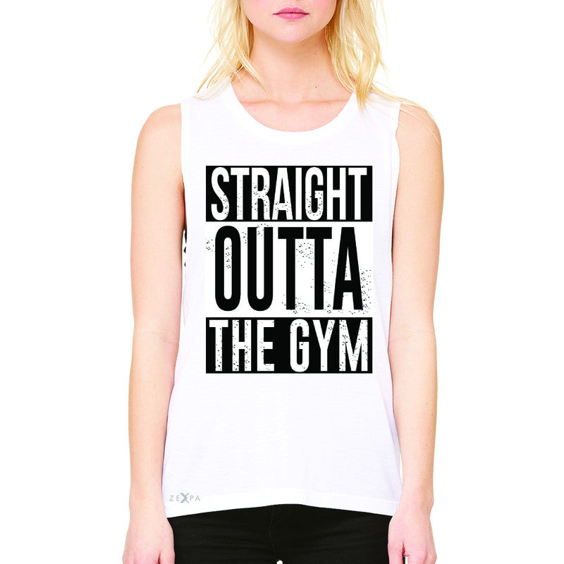 Straight Outta The Gym Women's Muscle Tee Workout Fitness Bodybuild Sleeveless - Zexpa Apparel - 6