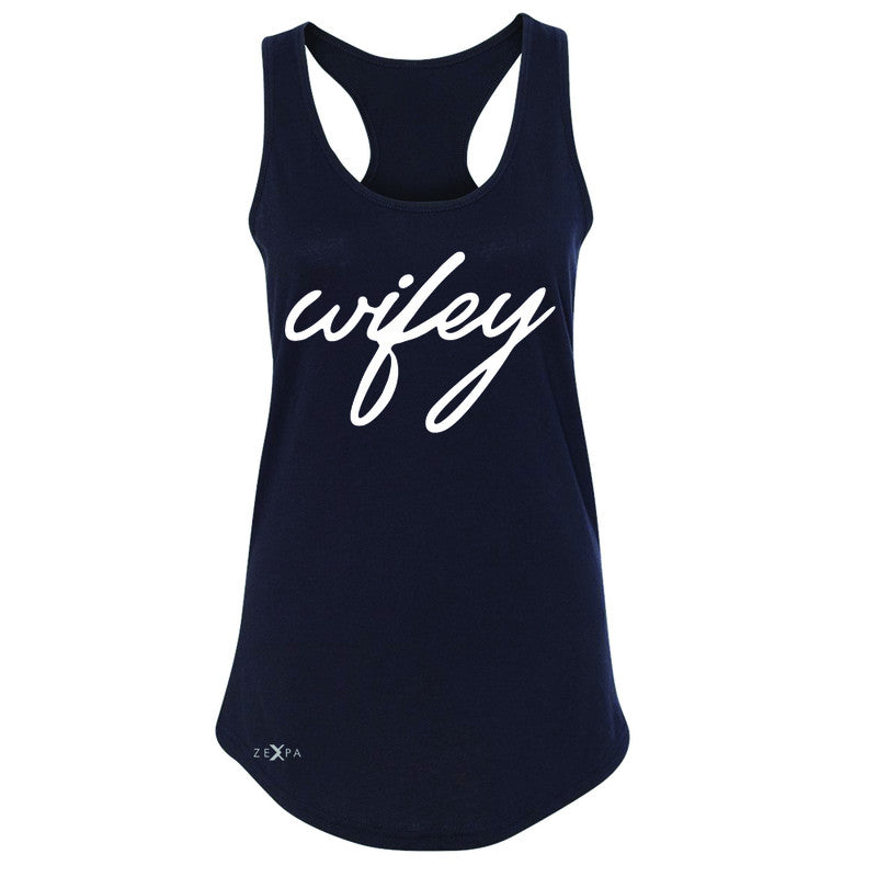 Wifey - Wife Women's Racerback Couple Matching Valentines Sleeveless - Zexpa Apparel - 1