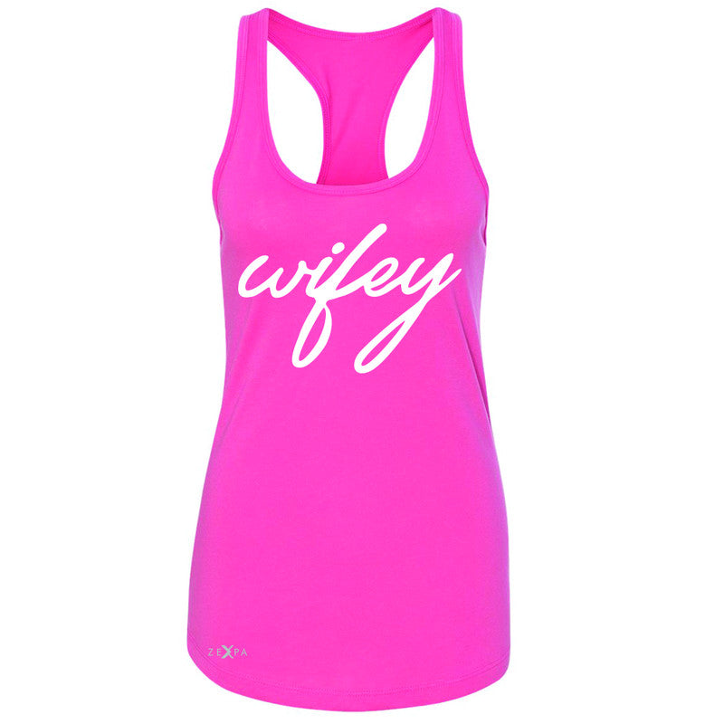 Wifey - Wife Women's Racerback Couple Matching Valentines Sleeveless - Zexpa Apparel - 2