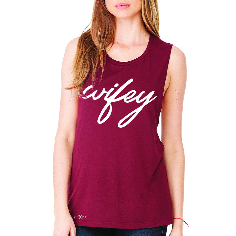 Wifey - Wife Women's Muscle Tee Couple Matching Valentines Sleeveless - Zexpa Apparel - 4