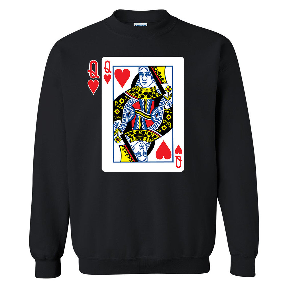 Hearts Queen Game Card Unisex Crewneck Couple Matching Valentines Day Sweatshirt - Zexpa Apparel