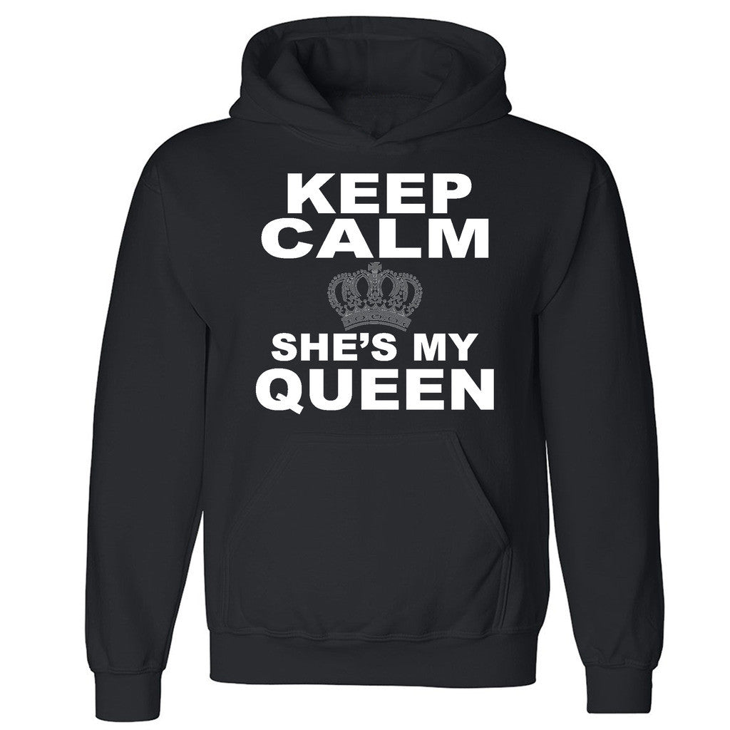 Zexpa Apparelâ„¢ Keep Calm She's My Queen Unisex Hoodie Couple Matching Gift Hooded Sweatshirt