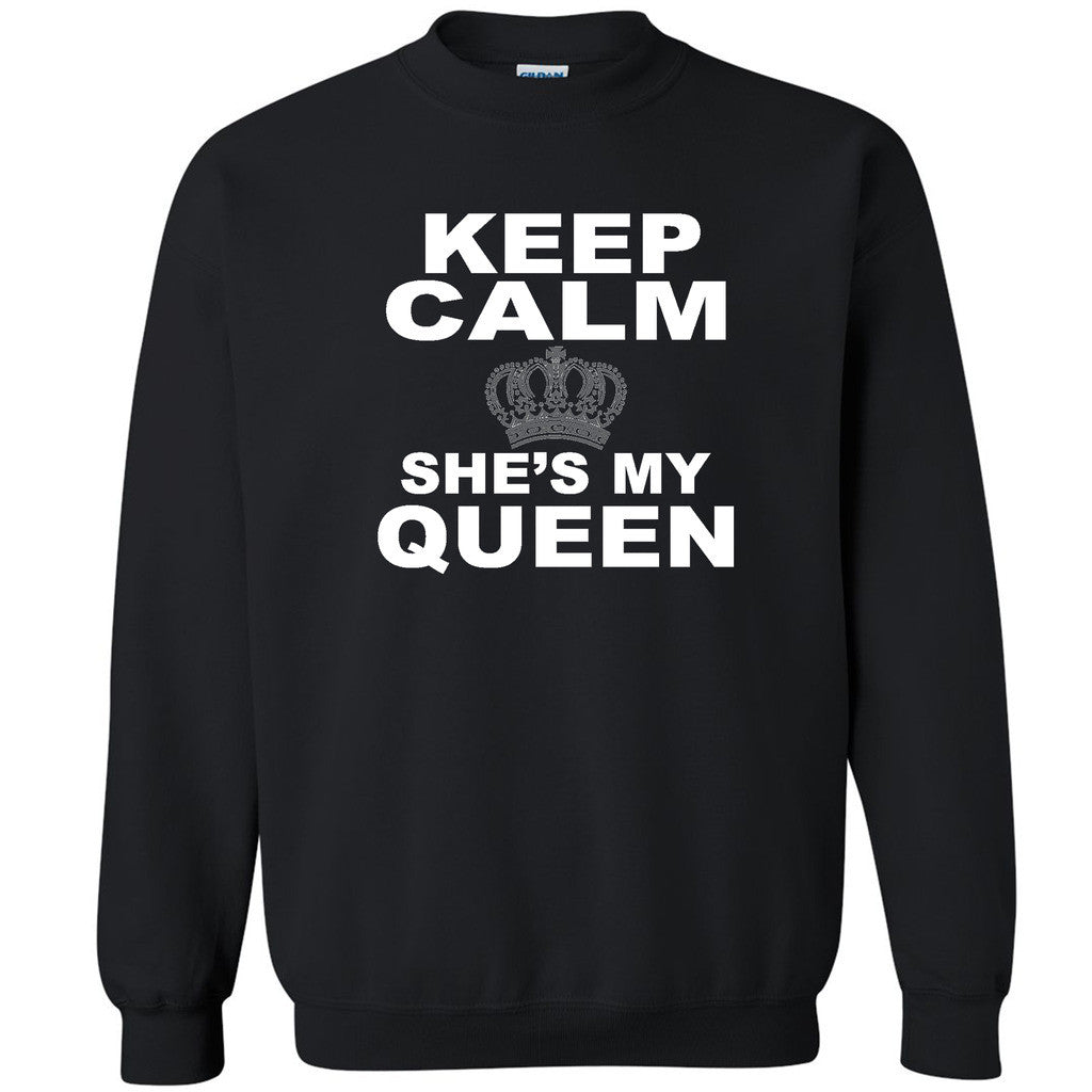 Keep Calm She's My Queen Unisex Crewneck Couple Matching Gift Sweatshirt - Zexpa Apparel