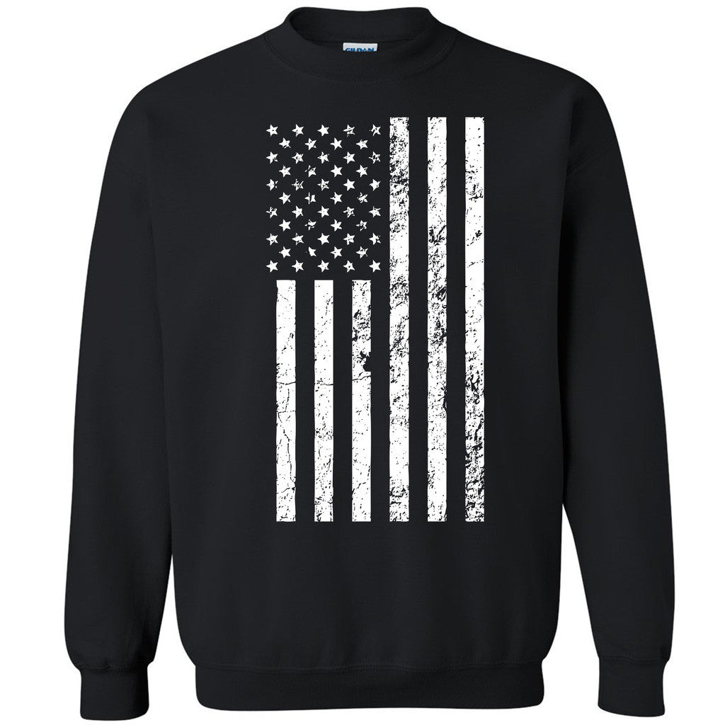 White Distressed American Flag Unisex Crewneck USA 4th of July Sweatshirt - Zexpa Apparel
