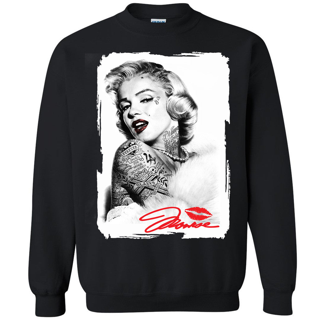 Zexpa Apparelâ„¢ Marilyn Monroe Tattoo Unisex Crewneck Sexy Bombshell Starlet Sweatshirt - Zexpa Apparel Halloween Christmas Shirts