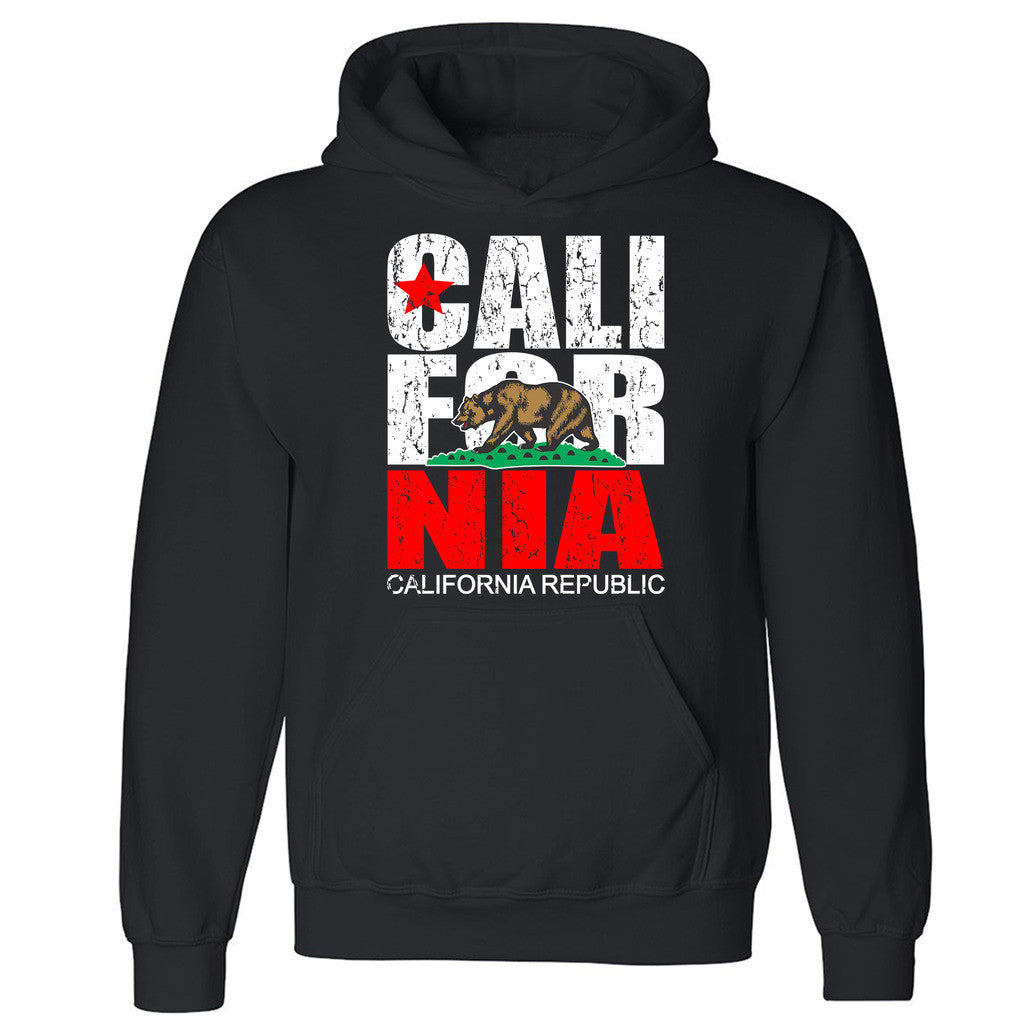 Zexpa Apparelâ„¢ Distressed California Republic Unisex Hoodie Cali Life Bear Hooded Sweatshirt