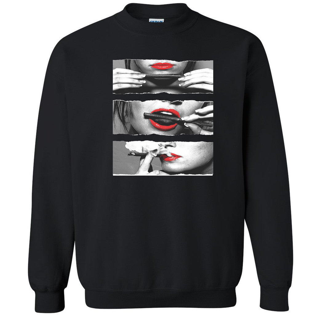 Zexpa Apparelâ„¢ Blunt Roll Sexy Red Lips Unisex Crewneck Legalize Weed 420 Joint Sweatshirt - Zexpa Apparel Halloween Christmas Shirts