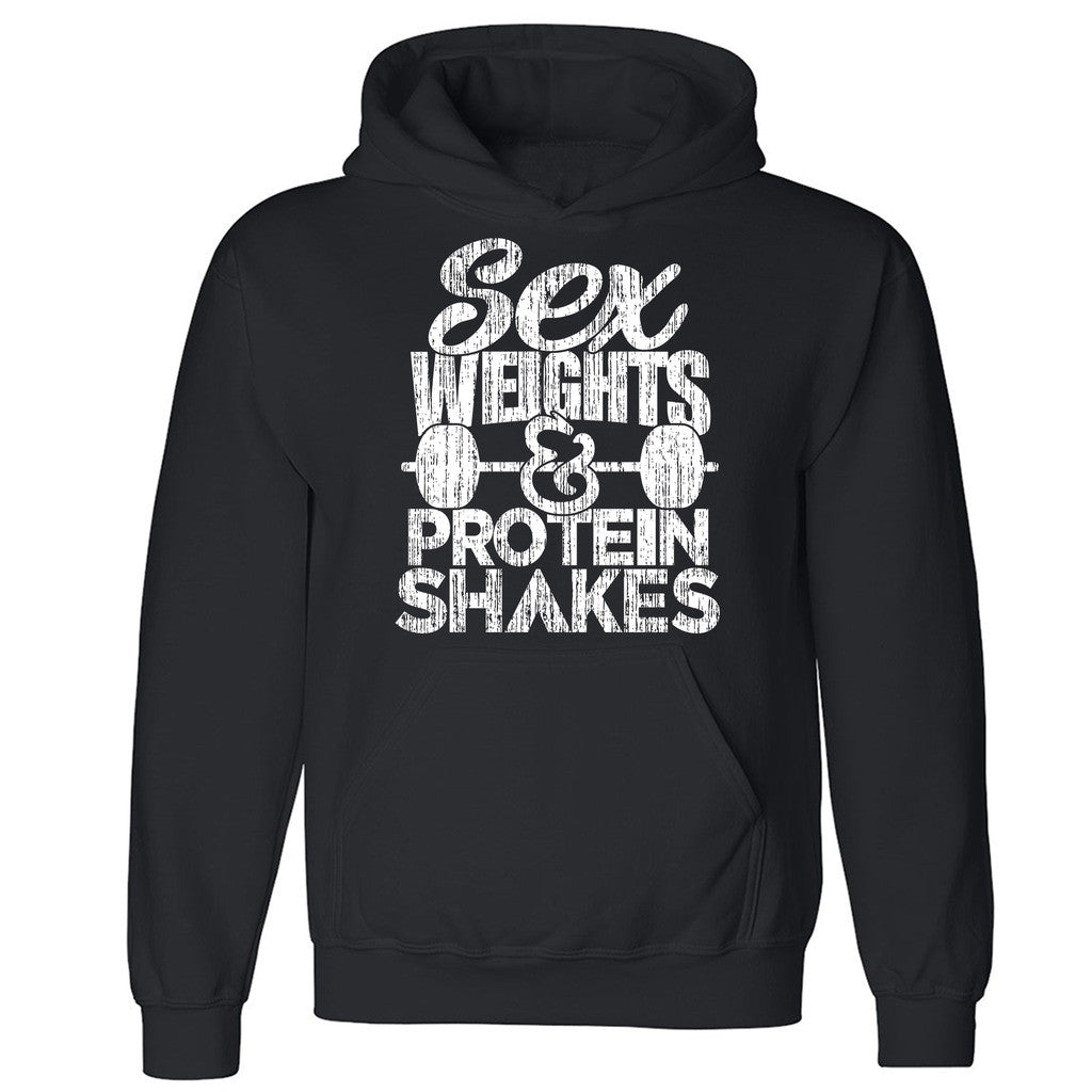 Zexpa Apparelâ„¢ Sex Weights and Protein Shakes Unisex Hoodie Funny Dope Gym Hooded Sweatshirt