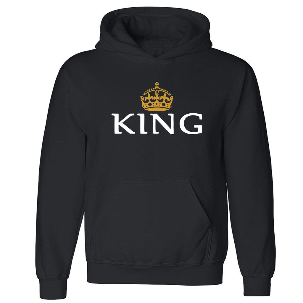 Zexpa Apparelâ„¢ King Gold Crown Unisex Hoodie Couple Matching Valentines Day Hooded Sweatshirt