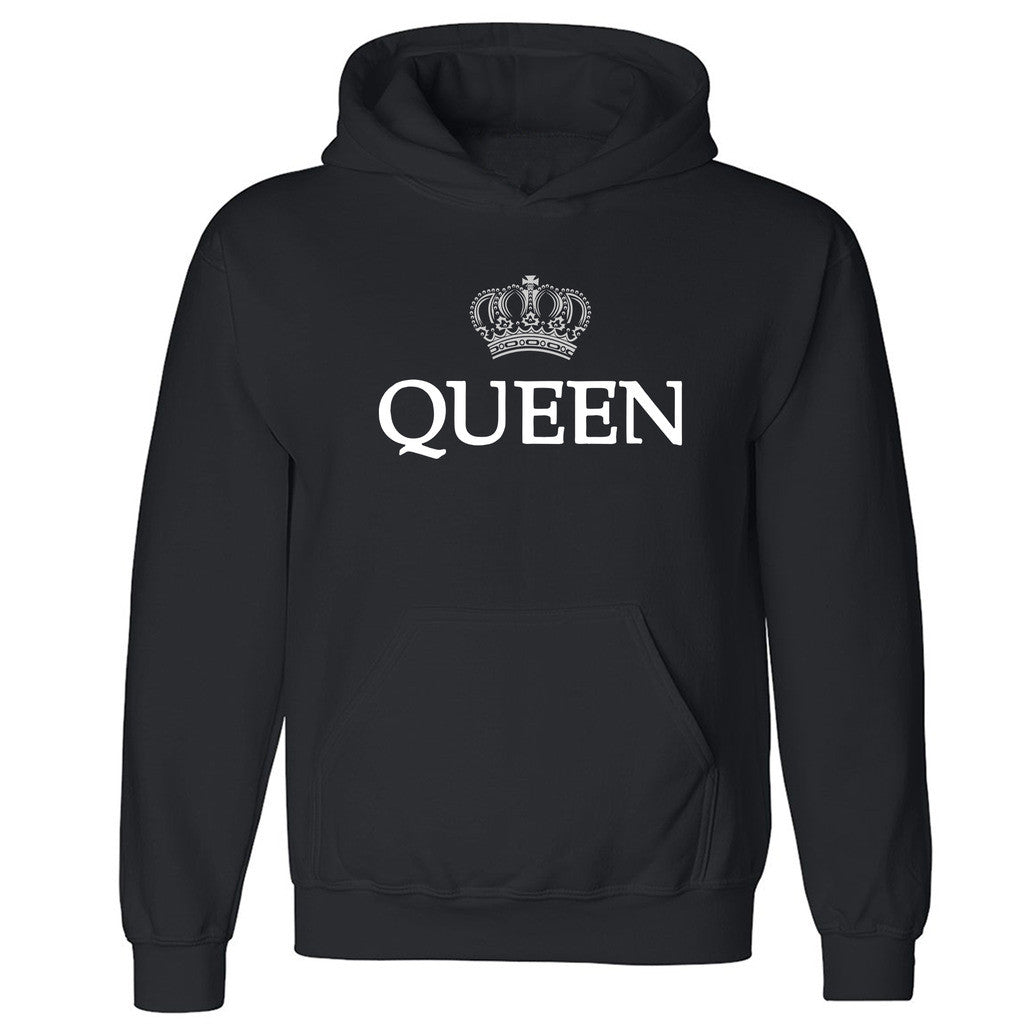 Zexpa Apparelâ„¢ Queen Silver Crown Unisex Hoodie Couple Matching Valentines Hooded Sweatshirt