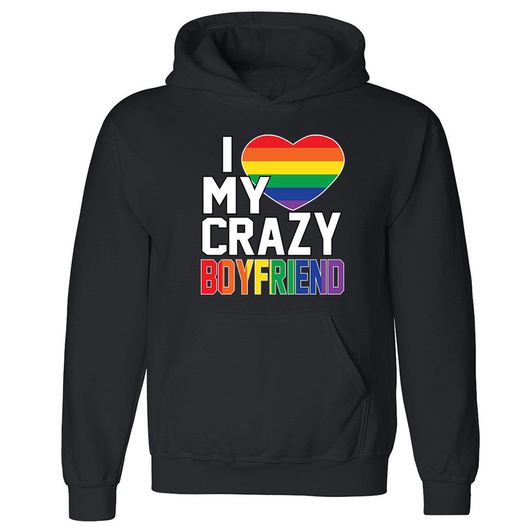 Zexpa Apparelâ„¢ Rainbow I Heart My Crazy Girlfriend Unisex Hoodie Gay Pride Hooded Sweatshirt