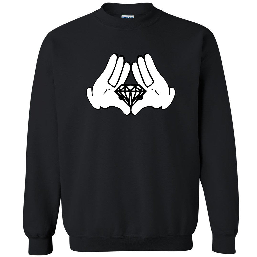 Cartoon Hands Triangle Diamond Unisex Crewneck Illuminati Swag  Sweatshirt - Zexpa Apparel