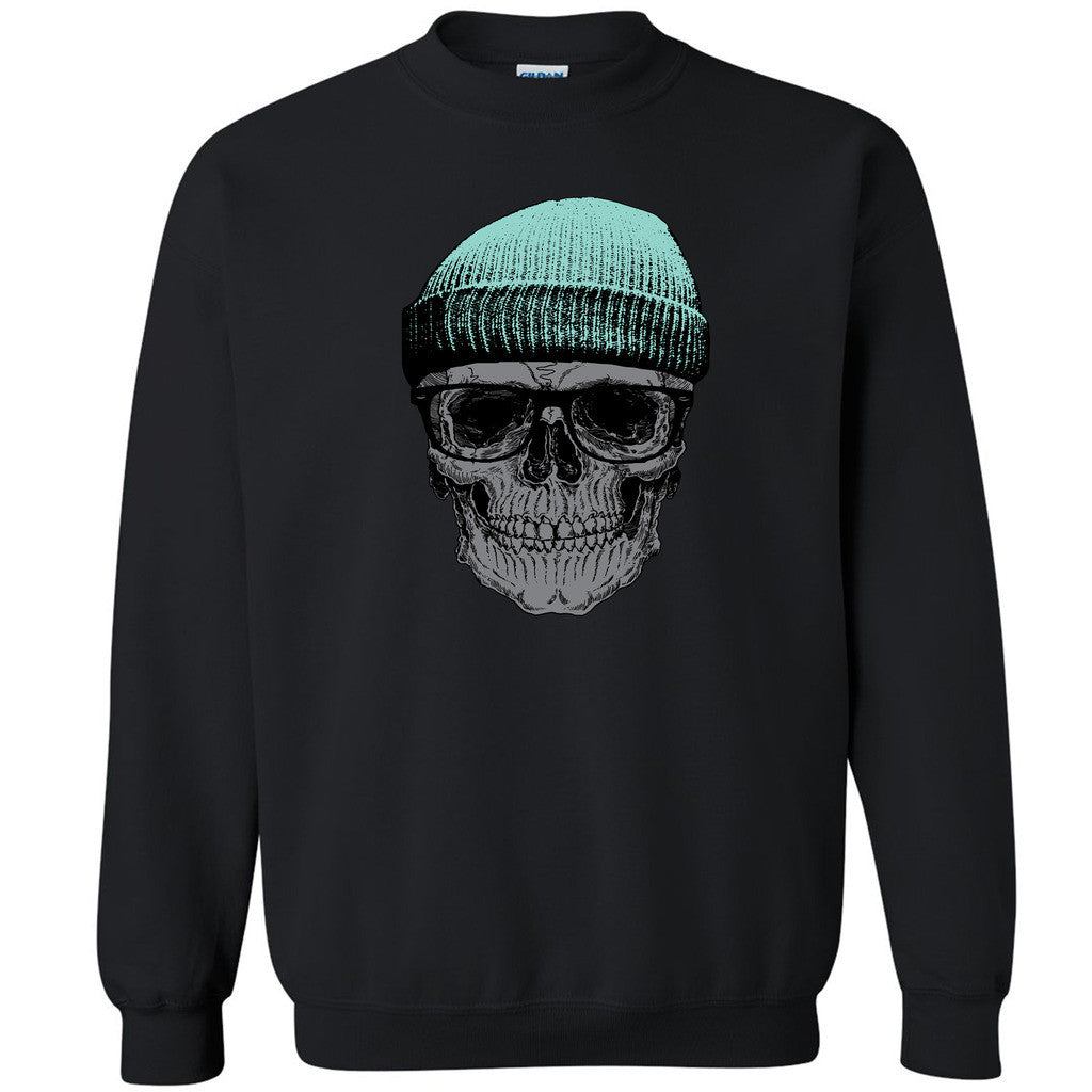 Cool Blue Skull Cap Unisex Crewneck Hitman Fisherman Print Sweatshirt - Zexpa Apparel