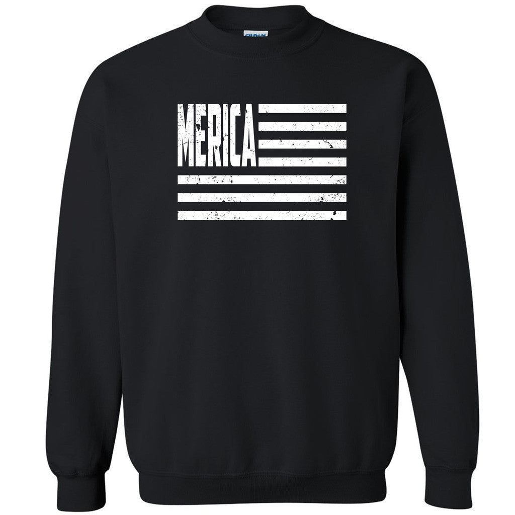 Zexpa Apparelâ„¢ Merica White Flag Unisex Crewneck American Slang Cool Patriotic Sweatshirt - Zexpa Apparel Halloween Christmas Shirts