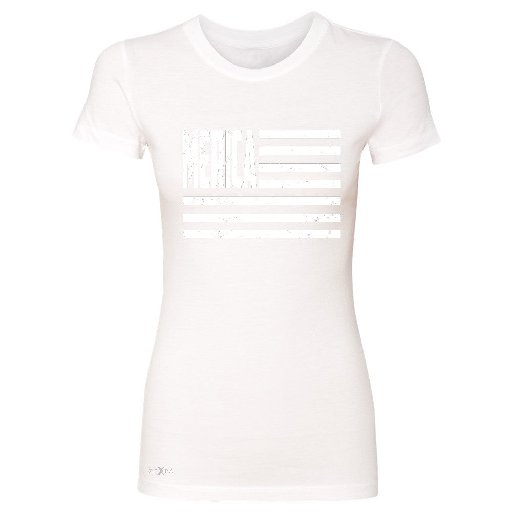 Zexpa Apparelâ„¢ Merica White Stripes Flag Women's T-shirt Patriotic Tee - Zexpa Apparel Halloween Christmas Shirts