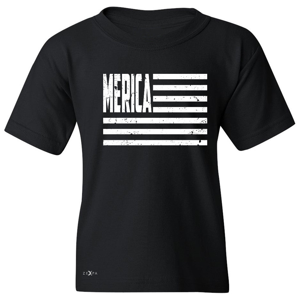 Zexpa Apparelâ„¢ Merica White Stripes Flag Youth T-shirt Patriotic Tee - Zexpa Apparel Halloween Christmas Shirts