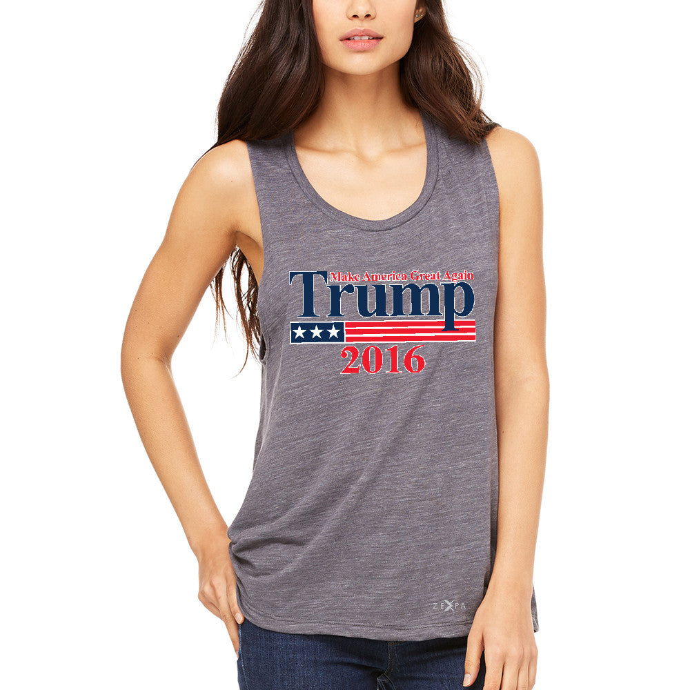 Trump 2016 America Great Again Women's Muscle Tee Elections 2016 Tanks - Zexpa Apparel - 2