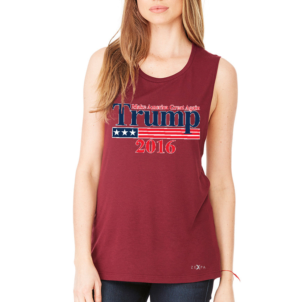 Trump 2016 America Great Again Women's Muscle Tee Elections 2016 Tanks - Zexpa Apparel - 4