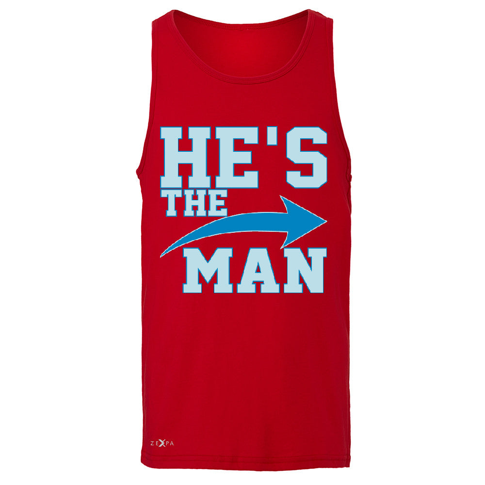 He is The MAN Men's Jersey Tank Couple Matching Valentines Day Feb Sleeveless - Zexpa Apparel - 4