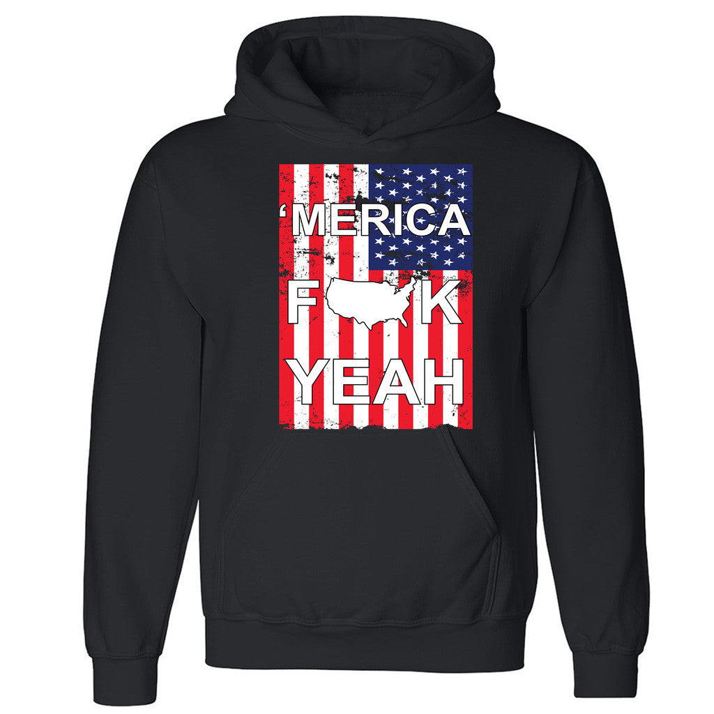Zexpa Apparelâ„¢ Merica F Yeah Unisex Hoodie USA Flag Map Patriotic American Hooded Sweatshirt - Zexpa Apparel Halloween Christmas Shirts