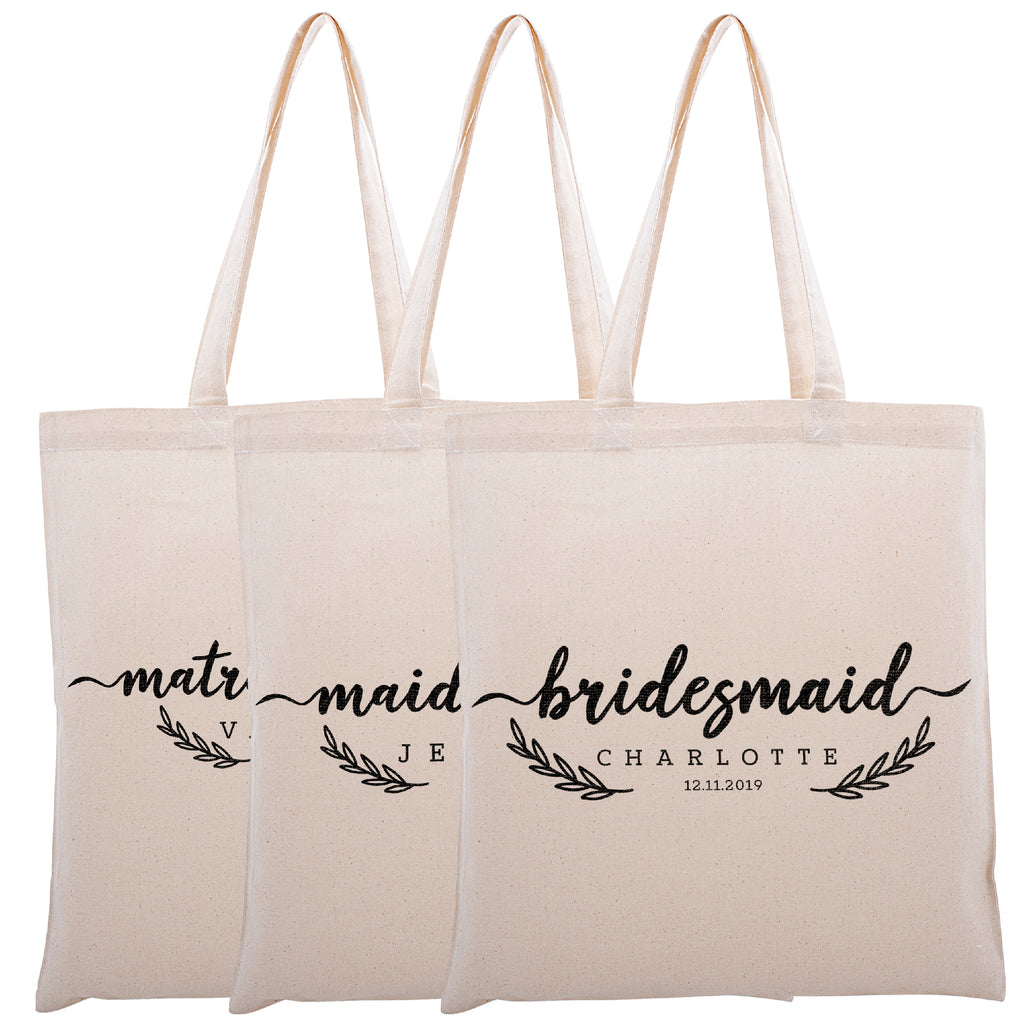 Personalized Tote Bag For Bridesmaids Wedding | Customized Bachelorette Party Bag | Baby Shower and Events Totes |Design #13