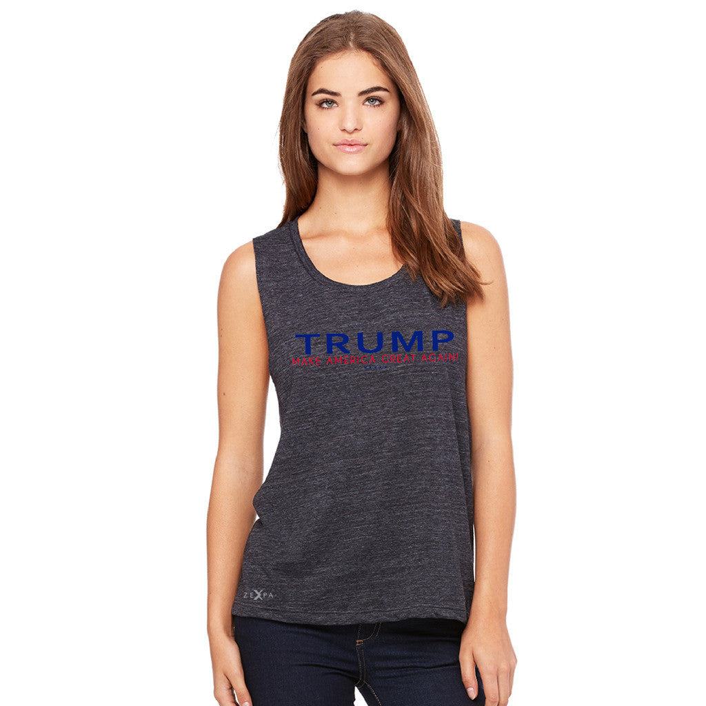 Donald Trump Make America Great Again Campaign Classic Navy Red Design Women's Muscle Tee Elections Sleeveless - Zexpa Apparel