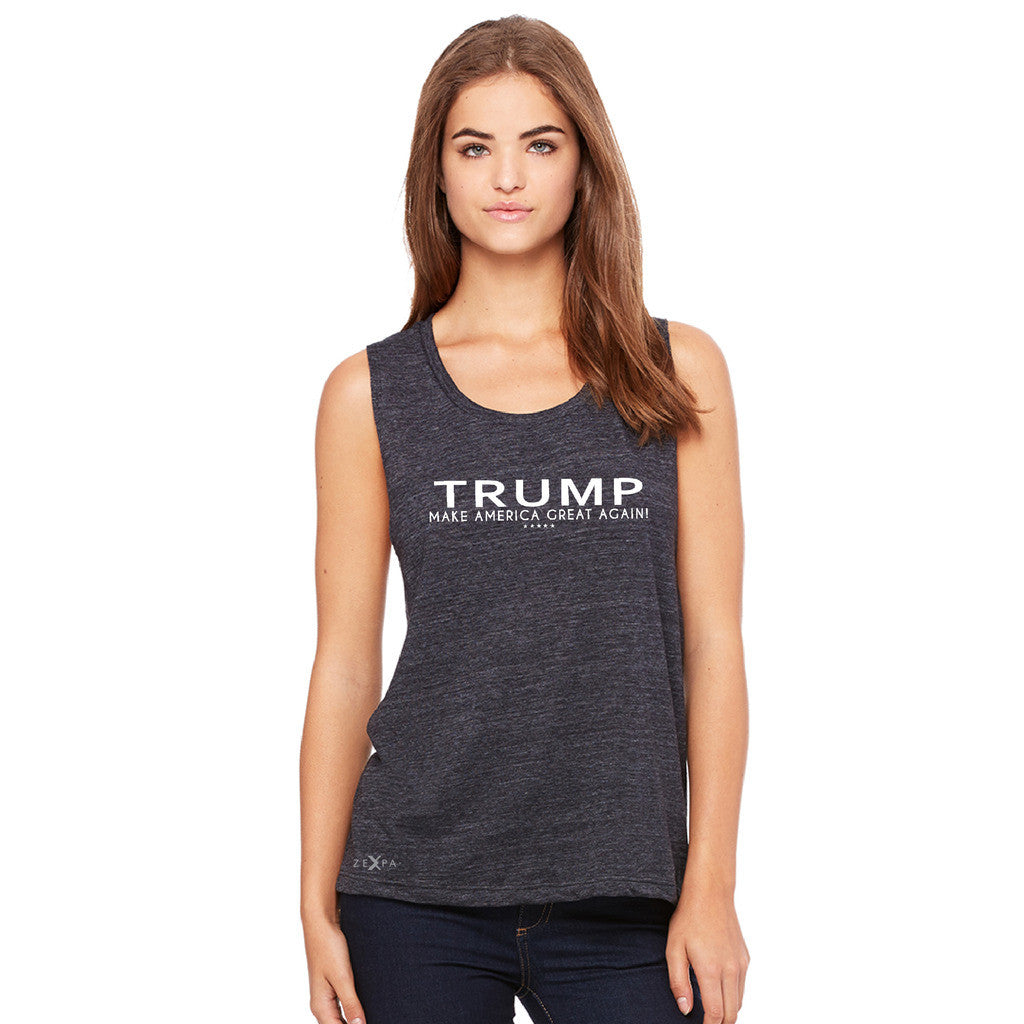Donald Trump Make America Great Again Campaign Classic White Design Women's Muscle Tee Elections Sleeveless - Zexpa Apparel Halloween Christmas Shirts