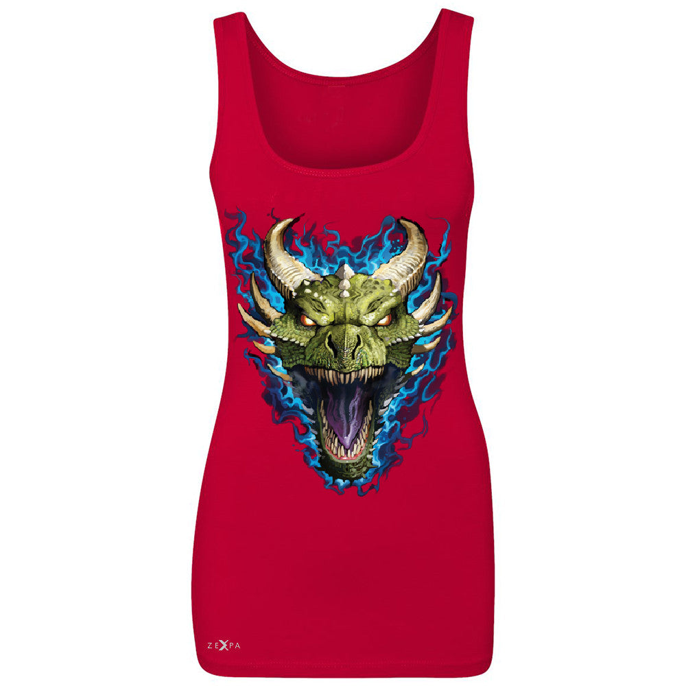 Angry Dragon Face Women's Tank Top Cool GOT Ball Thronies Sleeveless - Zexpa Apparel Halloween Christmas Shirts