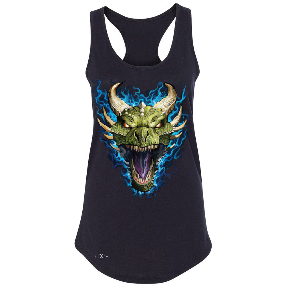 Angry Dragon Face Women's Racerback Cool GOT Ball Thronies Sleeveless - Zexpa Apparel Halloween Christmas Shirts