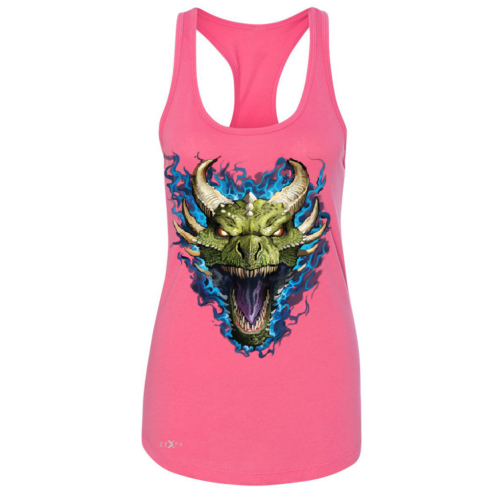 Angry Dragon Face Women's Racerback Cool GOT Ball Thronies Sleeveless - Zexpa Apparel Halloween Christmas Shirts