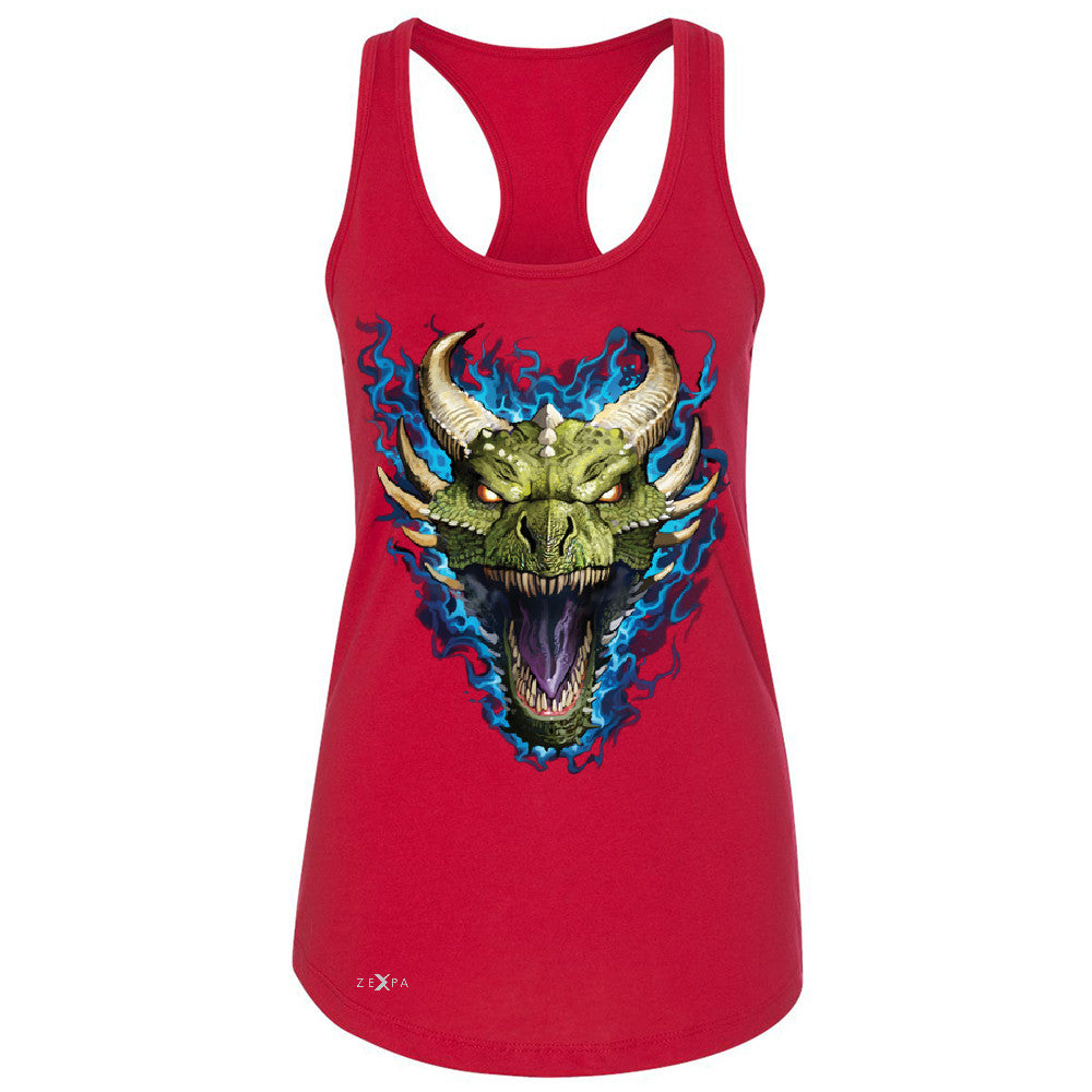 Angry Dragon Face Women's Racerback Cool GOT Ball Thronies Sleeveless - Zexpa Apparel Halloween Christmas Shirts