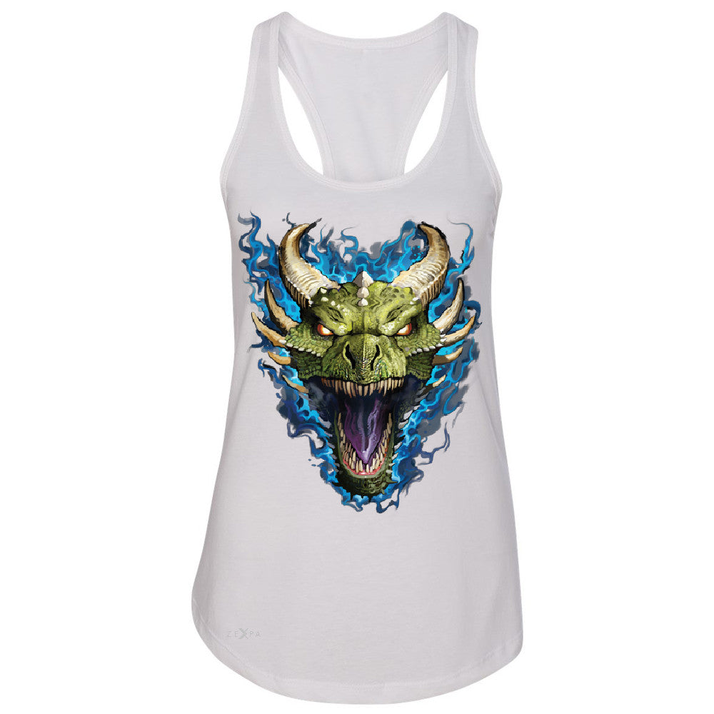 Angry Dragon Face Women's Racerback Cool GOT Ball Thronies Sleeveless - Zexpa Apparel Halloween Christmas Shirts