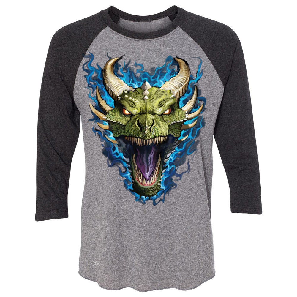 Angry Dragon Face 3/4 Sleevee Raglan Tee Cool GOT Ball Thronies Tee - Zexpa Apparel Halloween Christmas Shirts