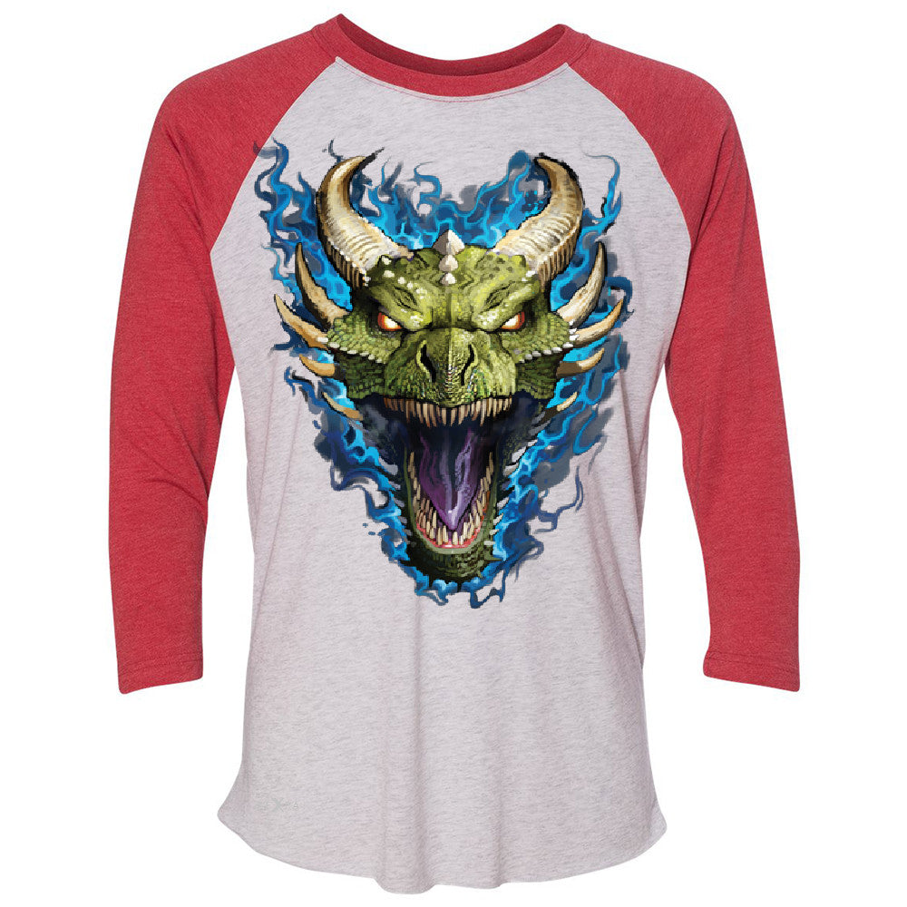 Angry Dragon Face 3/4 Sleevee Raglan Tee Cool GOT Ball Thronies Tee - Zexpa Apparel Halloween Christmas Shirts