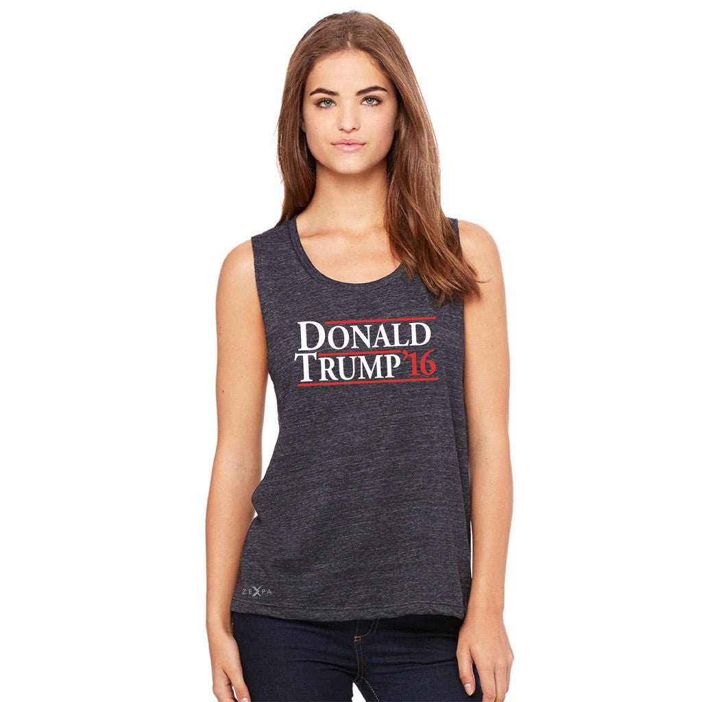 Donald Trump Campaign Reagan Bush Design Women's Muscle Tee Elections Sleeveless - Zexpa Apparel Halloween Christmas Shirts