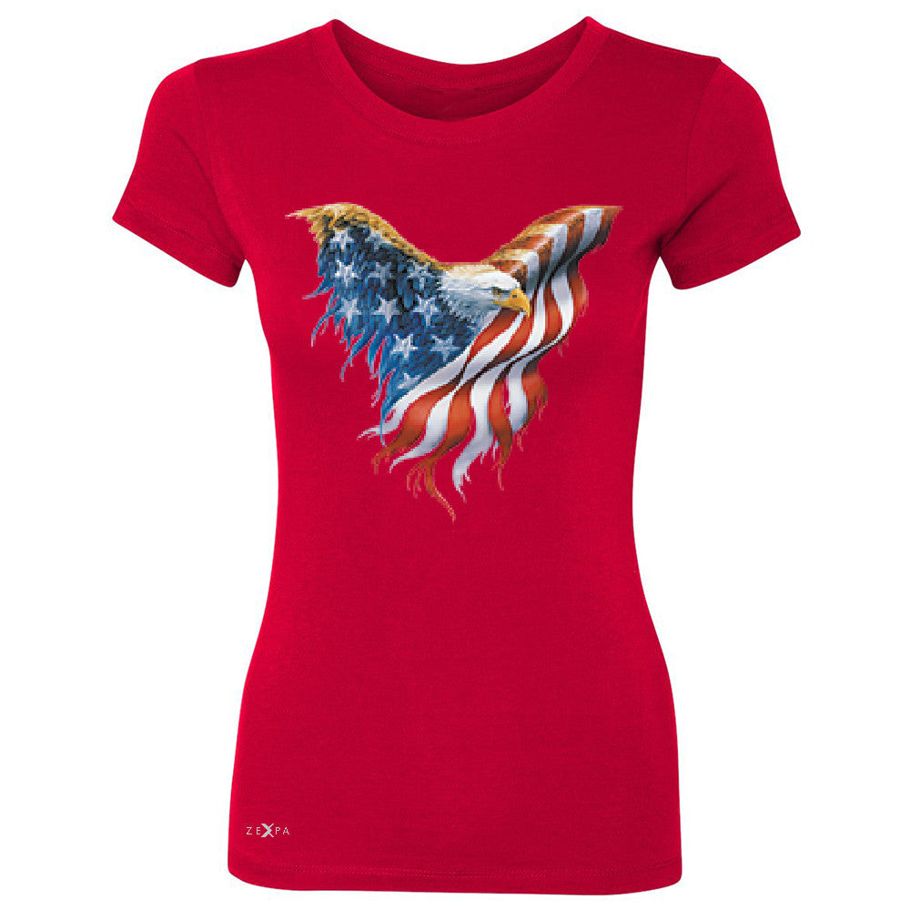 American Flag Bald Eagle Women's T-shirt USA Flag 4th of July Tee - Zexpa Apparel Halloween Christmas Shirts